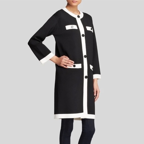 RARE KATE SPADE Head In The Clouds Black & Off White Knit Coat Size Medium - Picture 1 of 16